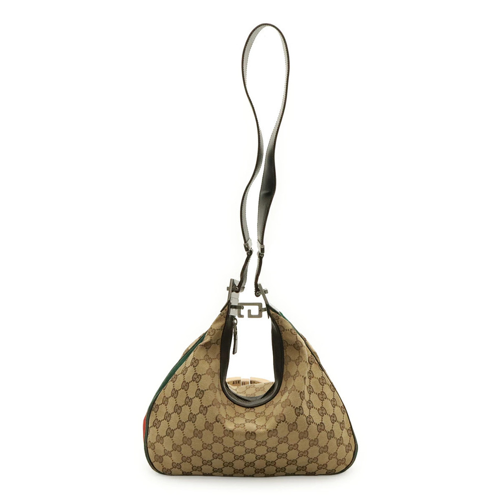 Gucci GG Canvas Sherry Crossbody Bag Leather Beige Brown Cream Green Red